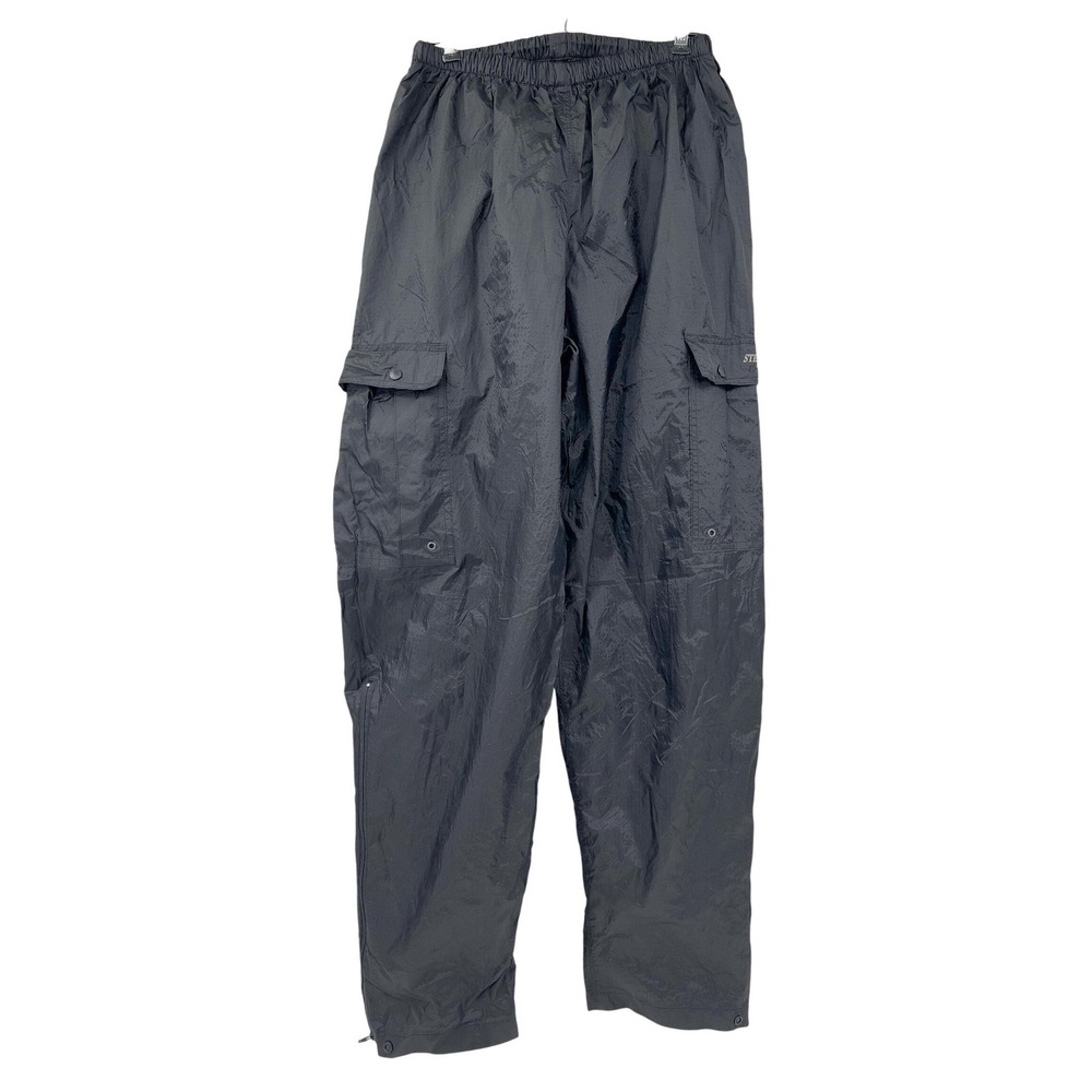 Stearns Dry Wear Rain Cargo‎ Pants Mens M Black Waterproof Nylon Ankle Zip Lined